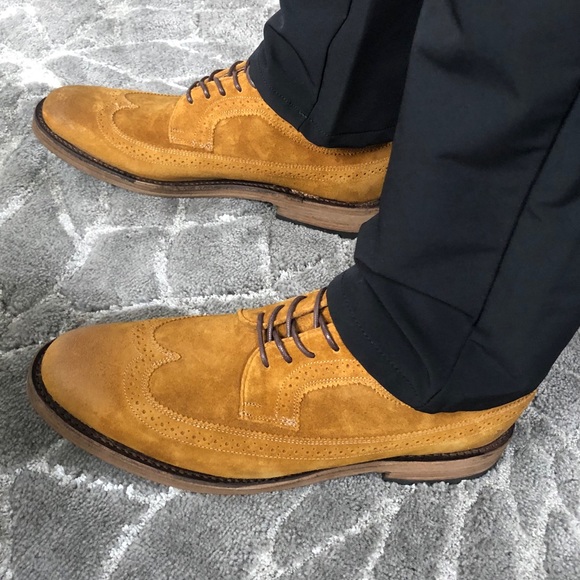 Frye Mens Suede Wingtip Dress Shoes - Picture 2 of 16